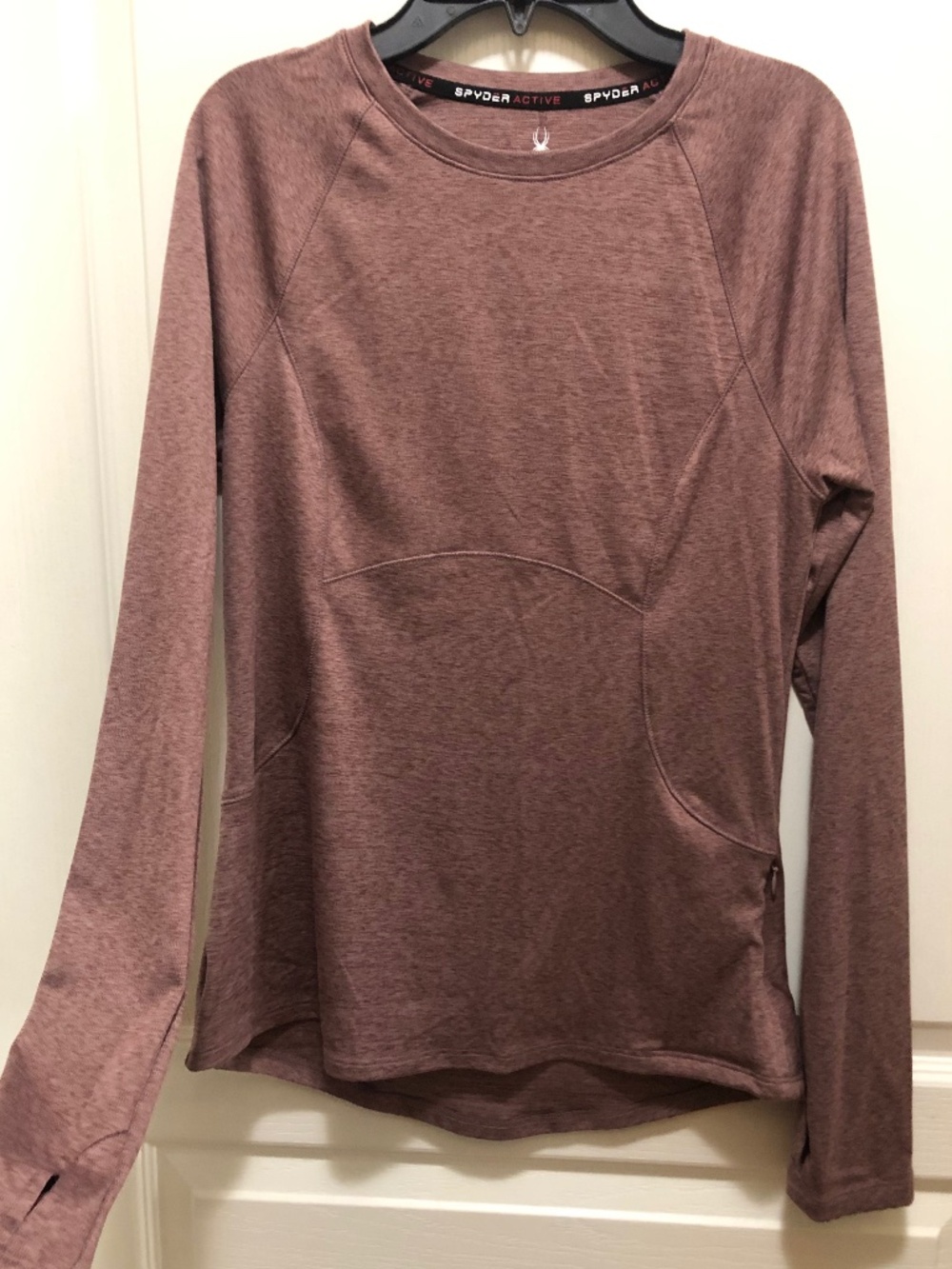 Spyder Active small women’s pink LS top with side zip pocket